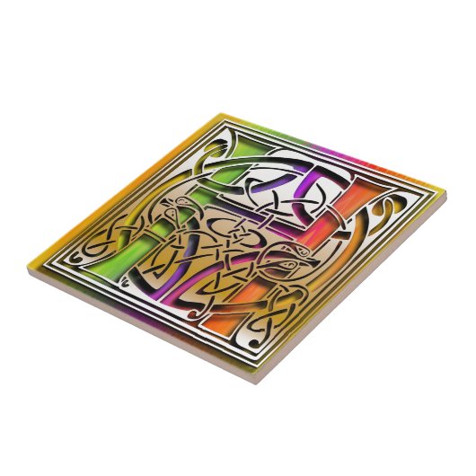 H Celtic Rainbow aangepaste monogram tegel Tegeltje (Zijkant)