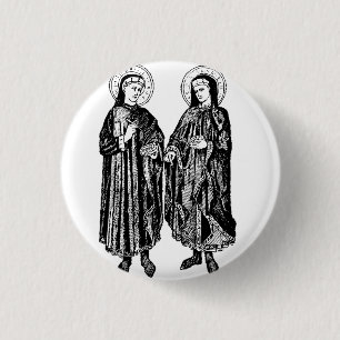 H. Cosmas en Damianus Patroonheiligen van de gezon Ronde Button 3,2 Cm