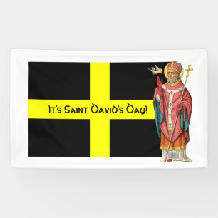 H. David van Wales (P 001) en zijn vlag Spandoek