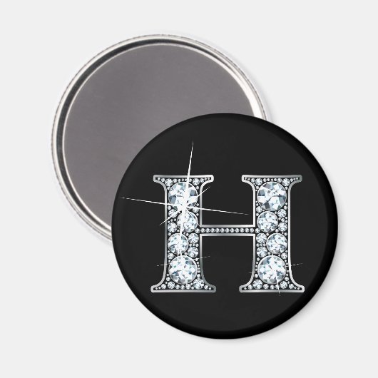 "H" Diamond Bling Magnet (Voorkant / Achterkant)