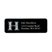 "H" Diamond Bling Monogram Return Address Label (Voorkant)