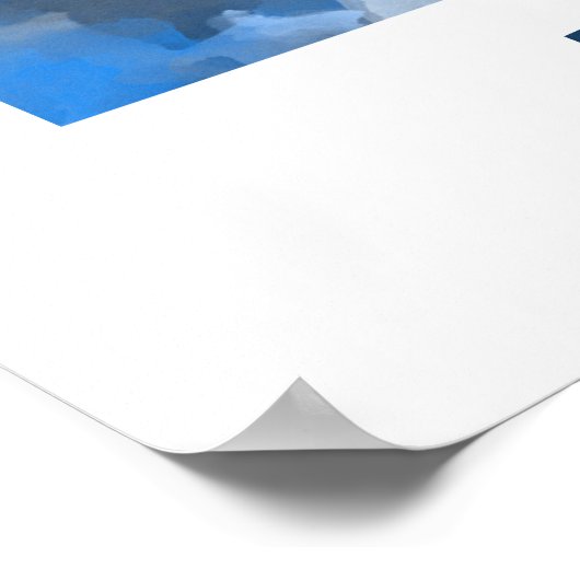 "H" Dinosaur Waterverf Blue Child Name Poster (Hoek)