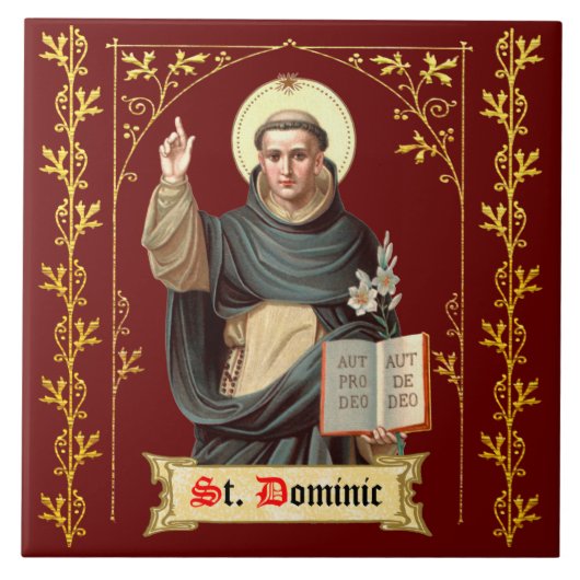 H. Dominicus predikend (BEN 002) Tegeltje (Voorkant)