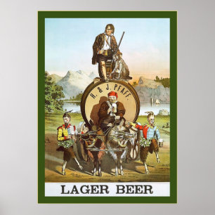 H. en J. Lager bier ~ 1.870 ~  Adverteren Poster