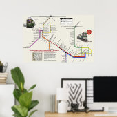 H&F Trolley "Metro" Stijl Kaart Poster (Thuiskantoor)