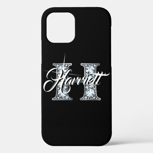 H Faux Diamond Bling Monogram Case-Mate iPhone Case (Achterkant)