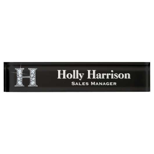 H Faux Diamond Desk Naambordje (Voorkant)