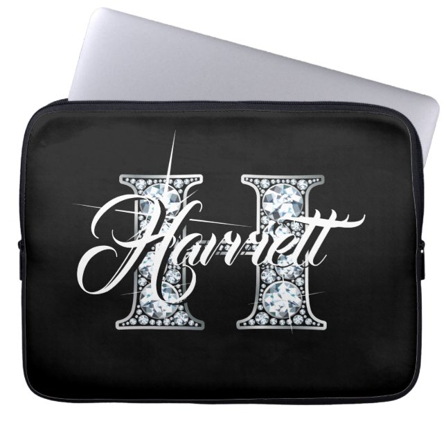H Faux Diamond Monogram Laptop Sleeve (Voorkant)