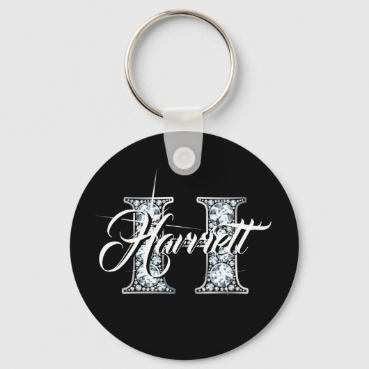 H Faux Diamond Monogram Sleutelhanger (Voorkant)