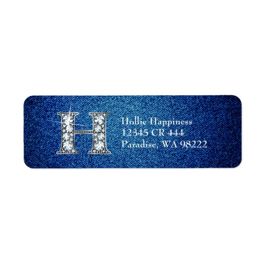 H Faux Diamond on Denim Return Address Label (Voorkant)