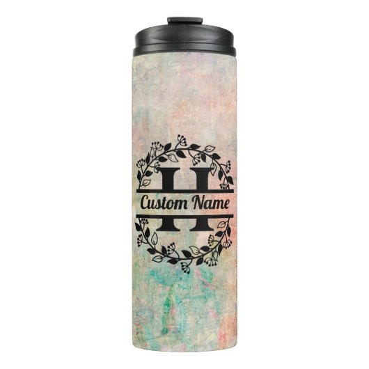 H Floral Monogram Letter Thermosbeker (Voorkant)