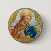 H. Franciscus van Assisi met de aarde Ronde Button 5,7 Cm (Voorkant)
