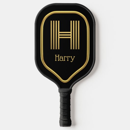 H Gold Initiaal Pickleball Paddle (Voorkant)