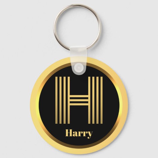 H Gold Monogrammed Letter Personal Sleutelhanger (Voorkant)