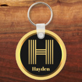 H Gold Monogrammed Letter Personal Sleutelhanger (Voorkant)