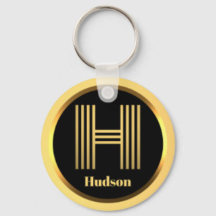 H Gold Monogrammed Letter Personal Sleutelhanger