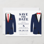 H. & H. Moderne Trouw Navy Smoking - Save the Date (Voorkant)