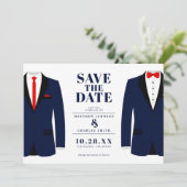 H. & H. Moderne Trouw Navy Smoking - Save the Date (Staand voorkant)