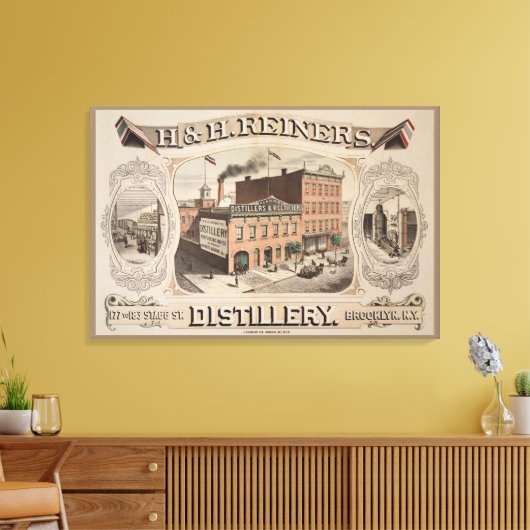 H.& H. Reiners Distillery Building in Brooklyn, NY Canvas Afdruk (Insitu (Woonkamer))