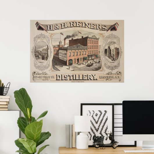 H.& H. Reiners Distillery Building in Brooklyn, NY Poster (Thuiskantoor)
