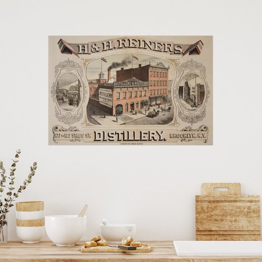 H.& H. Reiners Distillery Building in Brooklyn, NY Poster (Keuken)