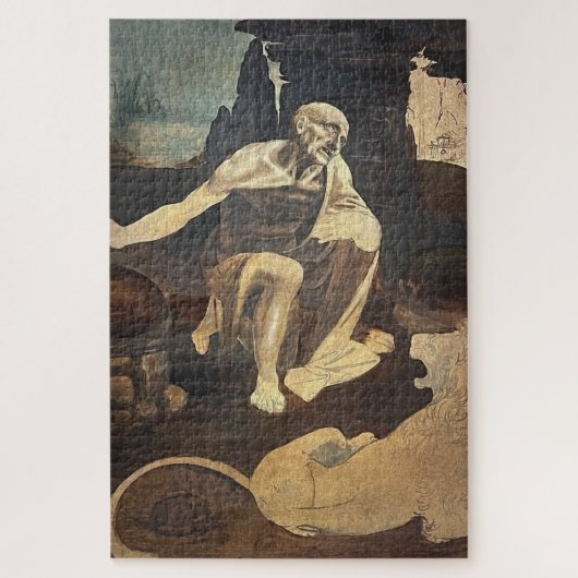 H. Hiëronymus in de wildernis–onvoltooid Leonardo Legpuzzel (Verticaal)