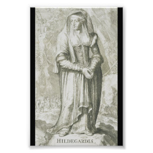 H. Hildegard van Bingen Middeleeuwse Mystieke Kuns Foto Afdruk