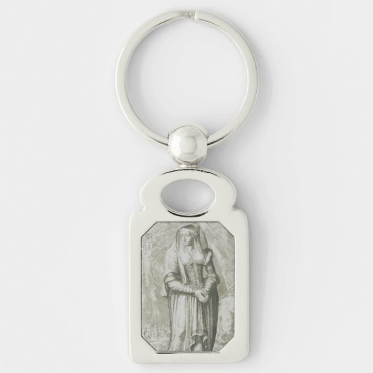 H. Hildegard van Bingen Middeleeuwse Mystieke Kuns Sleutelhanger (Voorkant)