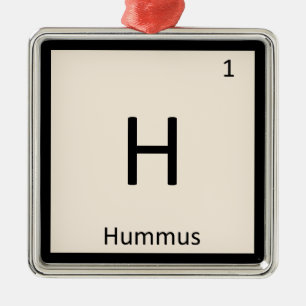 H - Hummus Voorgerecht Chemie Periodiek Systeem Metalen Ornament