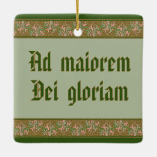 H. Ignatius Loyola (BK 050; Latijnse Motto) Keramisch Ornament
