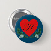 H in een hart ronde button 5,7 cm (Voorkant /achterkant)