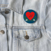 H in een hart ronde button 5,7 cm (In situ)