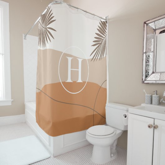 H - Initiaal Monogram Letter H Abstract ontwerp Douchegordijn (In situ)