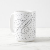 H Initiaal Monogram Witte Diamanten Print Koffiemok (Voorkant links)