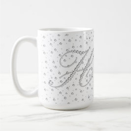 H Initiaal Monogram Witte Diamanten Print Koffiemok