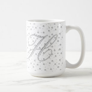 H Initiaal Monogram Witte Diamanten Print Koffiemok
