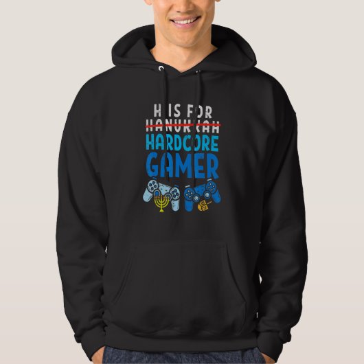 H Is For Hanukkah Gamer Video Gaming Boys Men Paja Hoodie (Voorkant)