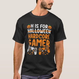 H is voor hardcore gamer Funny Halloween videogame T-shirt