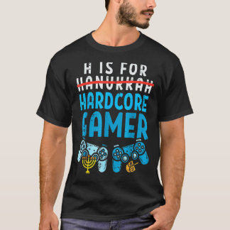 H is voor hardcore gamer Hanukkah Video Gaming Boy T-shirt