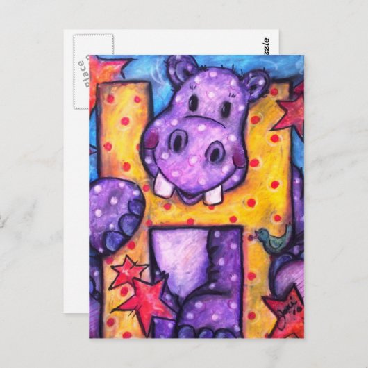 H is voor Hippo Briefkaart (Voorkant / Achterkant)