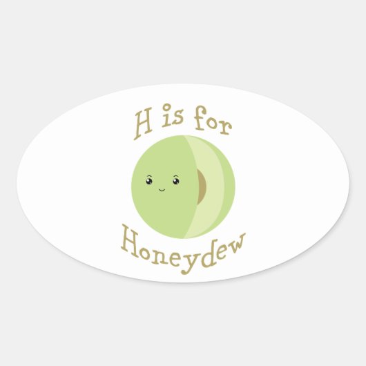 H is voor Honeydew Ovale Sticker (Voorkant)