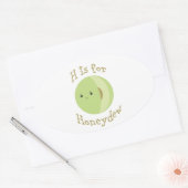 H is voor Honeydew Ovale Sticker (Envelop)