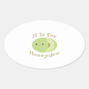 H is voor Honeydew Ovale Sticker