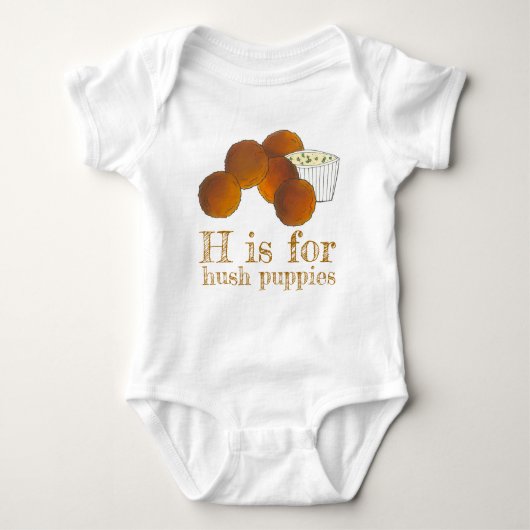 H is voor Hush Puppies Southern Soul Food Foodie Romper (Voorkant)