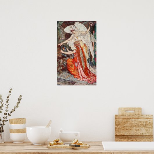 H J Ford  illustratie De blauwe papegaai Poster (Keuken)