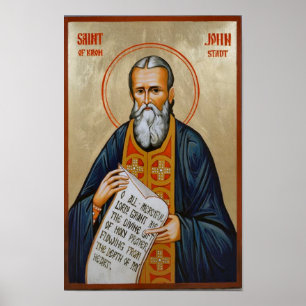 H. Johannes van Kronstadt Orthodoxe Icoonprent Poster