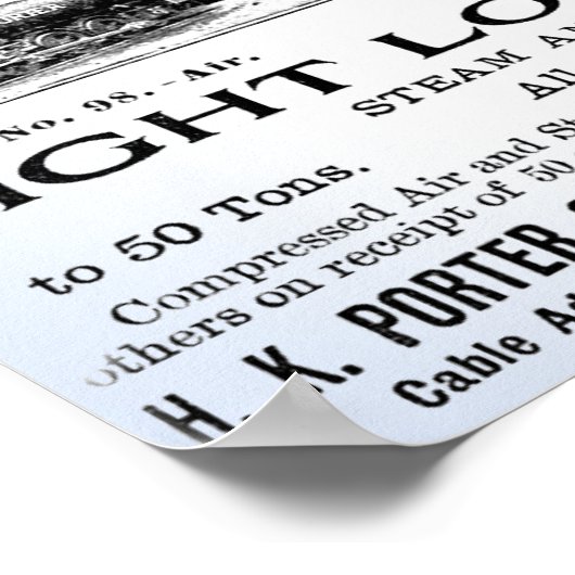 H K Porter & Co. Light-locomotieven Poster (Hoek)