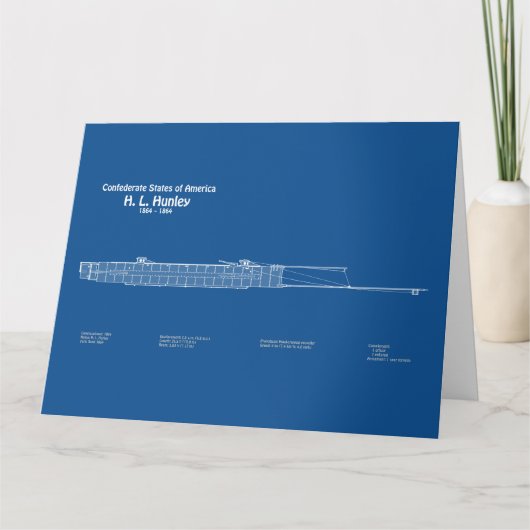 H. L. Hunley - Scheepsblauwdruk Plannen ABD Bedankkaart (Voorkant)