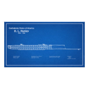H. L. Hunley - Scheepsblauwdruk Plannen ABD Foto Afdruk