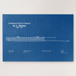 H. L. Hunley - Scheepsblauwdruk Plannen ABD Legpuzzel